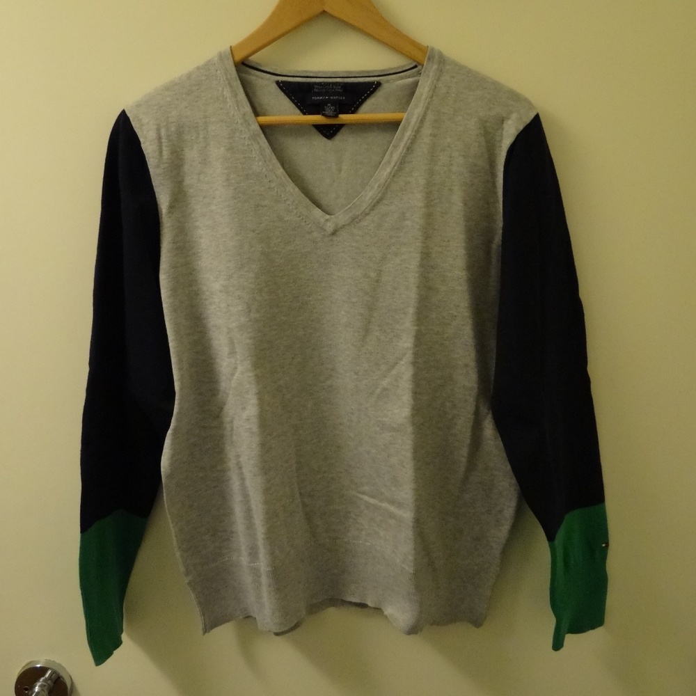 color blocking sweater Tommy Hilfiger XL gray navy